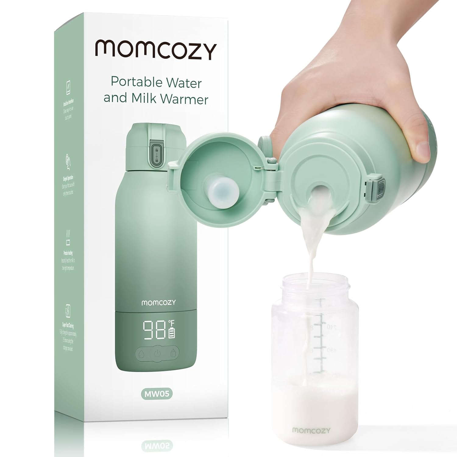 Momcozy Portable Milk Warmer for Travel – Dual Heating Modes for Breast Milk & W...