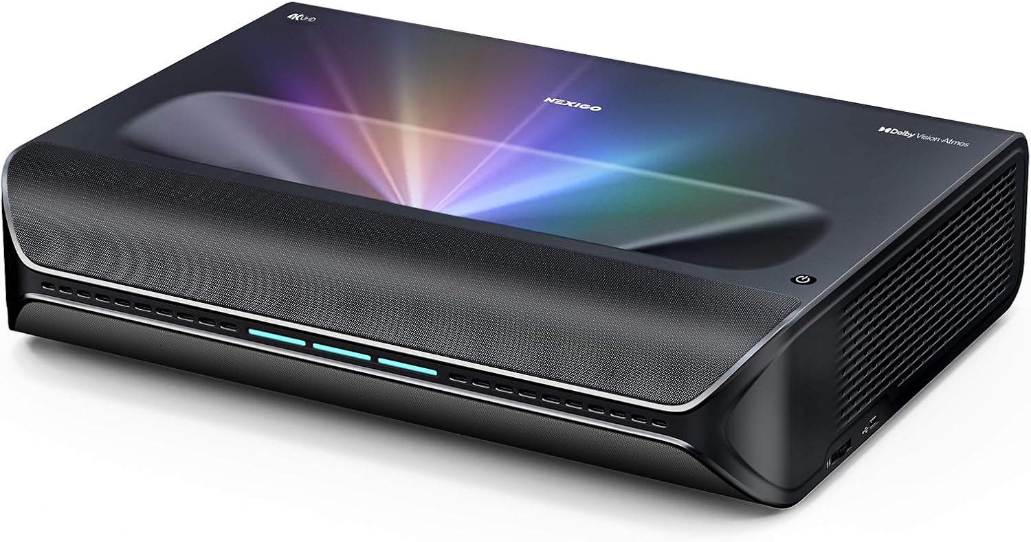 NexiGo Aurora Pro MKII, 4K Tri-Color Laser UST Projector, 30000:1 Contrast Ratio...
