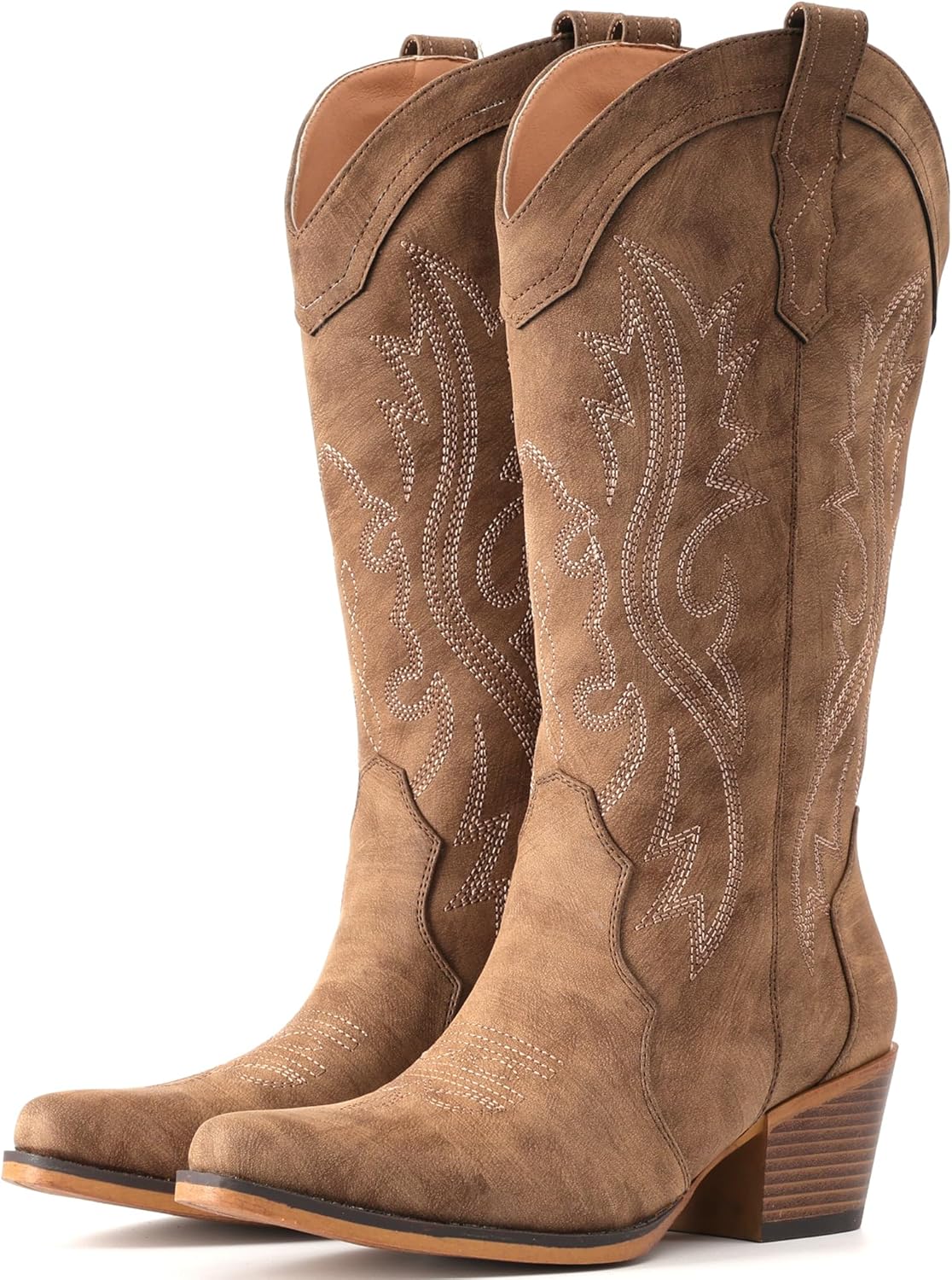 IUV Cowboy Boots for Women, Unique Western Cowgirl Boots with Chunky Heel, High-...