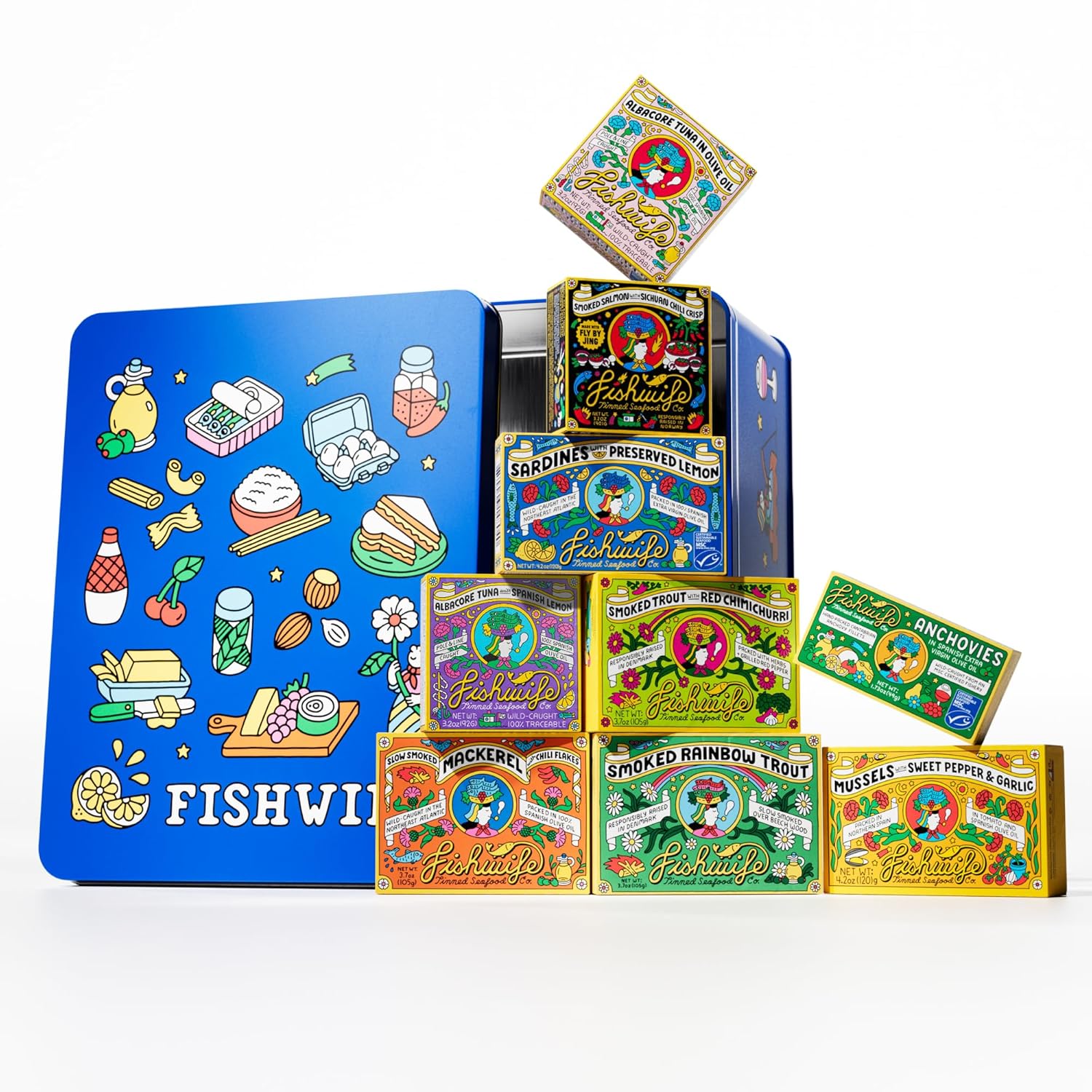 Fishwife Holiday Gift Tin Collection 9-Pack (Variety of Tinned Seafood including...