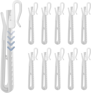 100 PCS Plastic Curtain Hooks, Adjustable Pinch Pl...