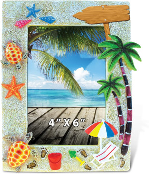 Puzzled Resin “Sunny Beach” Picture Frame, 4 X 6 I...