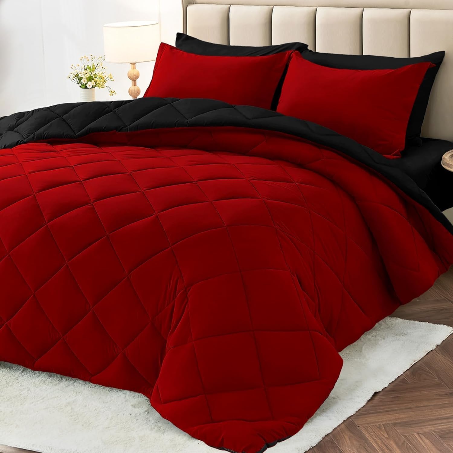 MUXHOMO 7 Pieces King Comforter Set, Special Reversible Bedding Set King Size, H...
