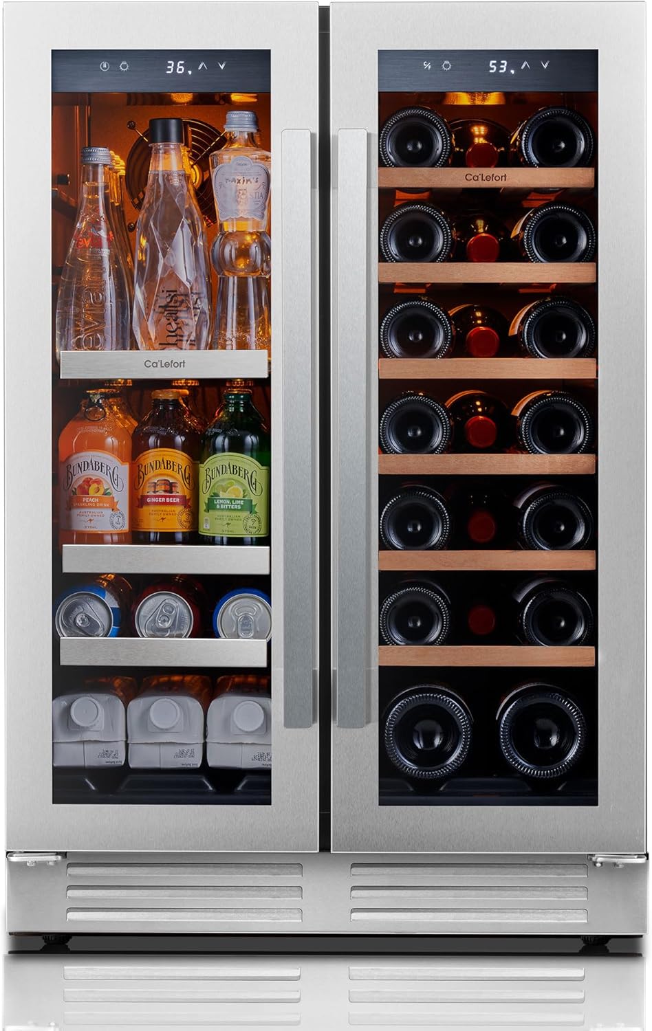 Ca'Lefort Refrigerator, Unique Wine and Beverage Cooler with 60 Can and 20 Bottl...