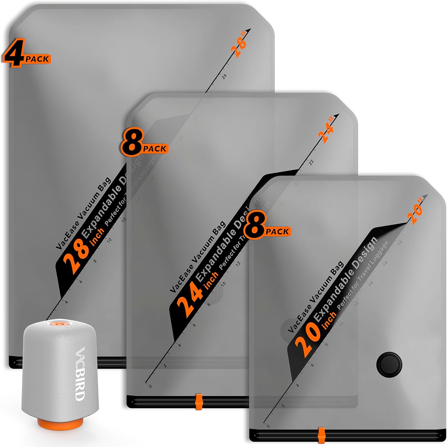 Rechargeable Wireless Pump, Unique Travel Storage Bags Set, Special 20 Pack Port...