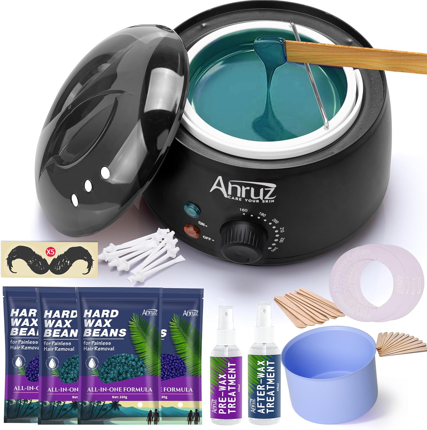 Waxing Kit, Wax kit for Hair Removal, Wax Pot for Waxing Professional with Silic...
