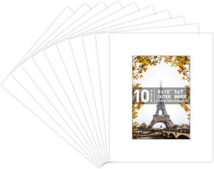 Golden State Art, 8x10 White Picture Mats with Whi...