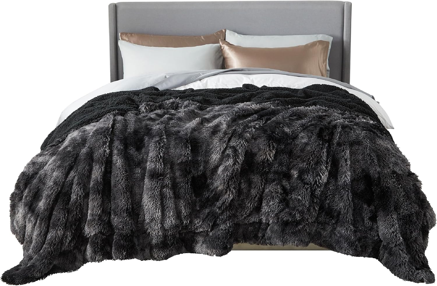 Cozy Bedsure GentleSoft King Blanket, Special Tie Dye Black King Size Blanket fo...