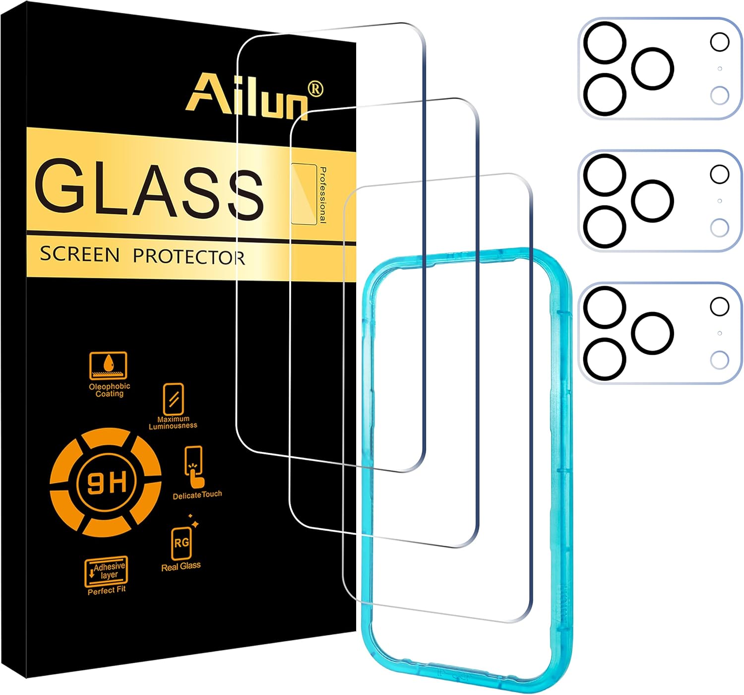Ailun 3 Pack Screen Protector for iPhone 17 Pro [6.3 inch] + 3 Pack Camera Lens...