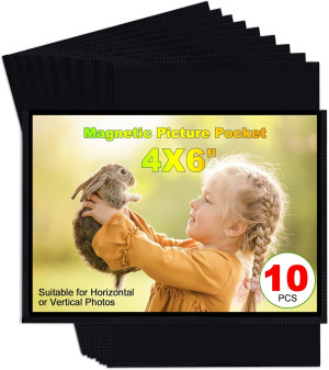 Black Magnetic Picture Frame 4X6 for Refrigerator,...