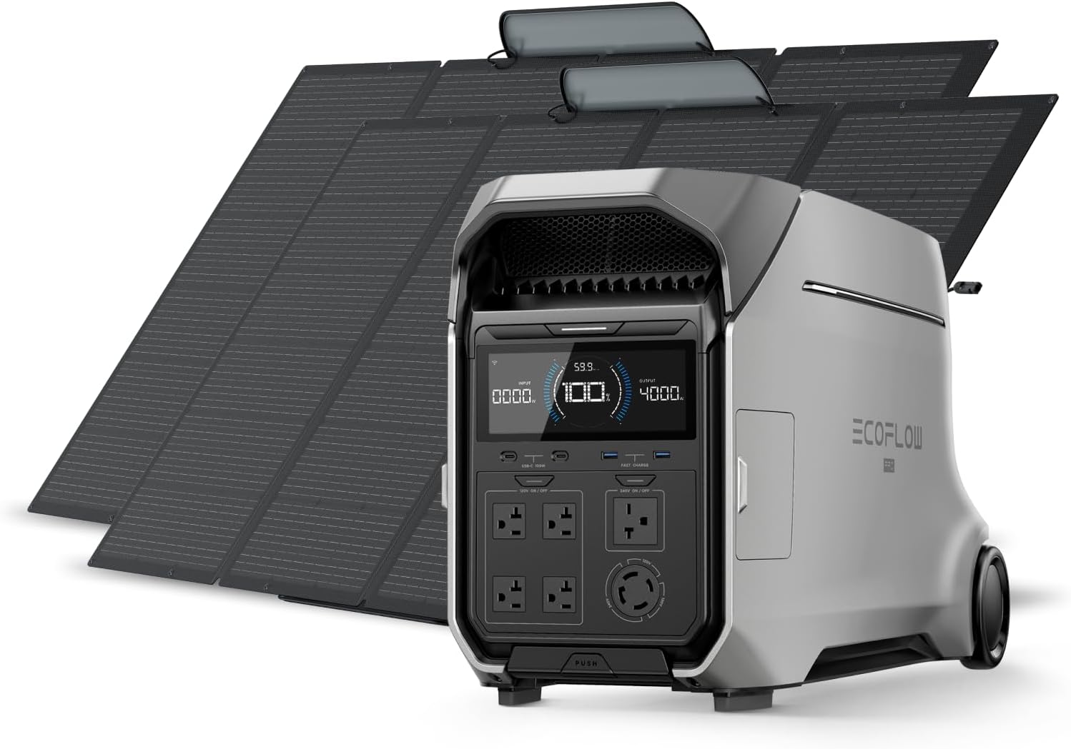 EF ECOFLOW Solar Generator 4096Wh DELTA Pro 3 with 2X400W Portable Panels, 120/2...